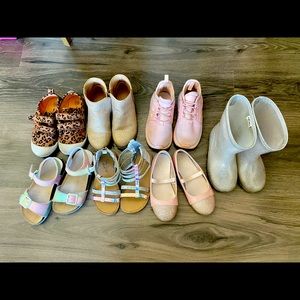 Girls shoe lot 10c and rain coat 5T